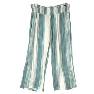O'Neill Striped Gauze Pants Womens Medium Cotton Smocked Wide Leg Beachy Boho